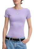 TOMMY JEANS SLIM BADGE RIB TEE T-SHIRT ΜΠΛΟΥΖΑ ΓΥΝΑΙΚΕΙΑ PURPLE