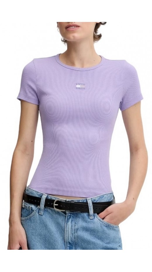 TOMMY JEANS SLIM BADGE RIB TEE T-SHIRT ΜΠΛΟΥΖΑ ΓΥΝΑΙΚΕΙΑ PURPLE