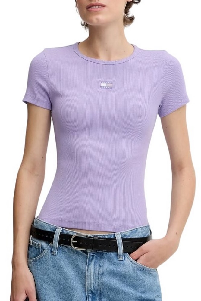 TOMMY JEANS SLIM BADGE RIB TEE T-SHIRT ΜΠΛΟΥΖΑ ΓΥΝΑΙΚΕΙΑ PURPLE
