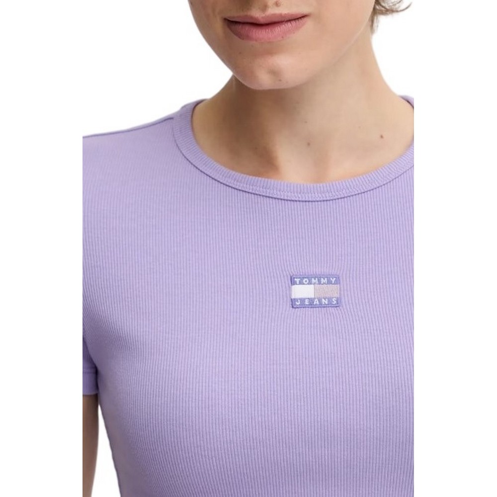 TOMMY JEANS SLIM BADGE RIB TEE T-SHIRT ΜΠΛΟΥΖΑ ΓΥΝΑΙΚΕΙΑ PURPLE