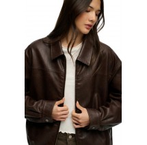 SUPERDRY COLLARED OVERSIZED BOMBER ΜΠΟΥΦΑΝ ΓΥΝΑΙΚΕΙΟ DARK BROWN