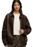 SUPERDRY COLLARED OVERSIZED BOMBER ΜΠΟΥΦΑΝ ΓΥΝΑΙΚΕΙΟ DARK BROWN