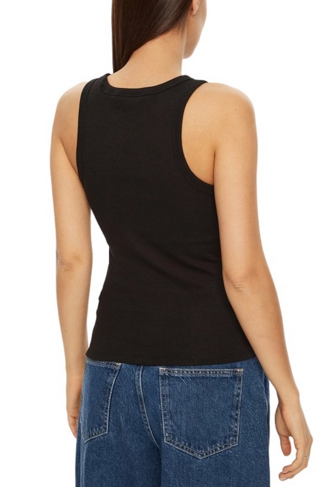 CALVIN KLEIN JEANS WOVEN LABEL RIB TANK TOP ΤΟΠ ΓΥΝΑΙΚΕΙΟ BLACK