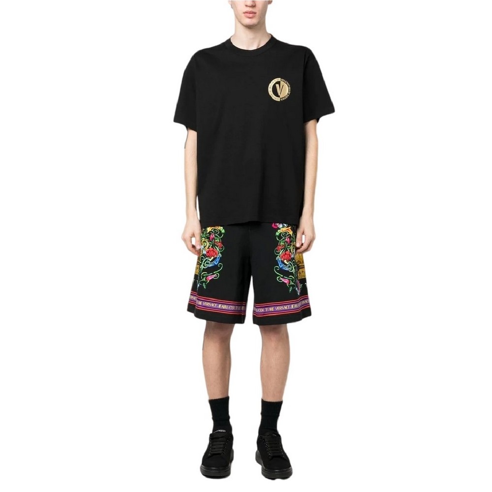 VERSACE JEANS COUTURE NEW VEMBLEM PLT SM COTTON JERSEY T-SHIRT ΑΝΔΡΙΚΟ BLACK
