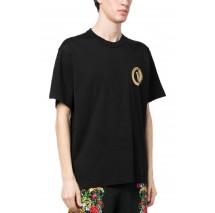VERSACE JEANS COUTURE NEW VEMBLEM PLT SM COTTON JERSEY T-SHIRT ΑΝΔΡΙΚΟ BLACK