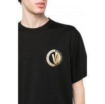 VERSACE JEANS COUTURE NEW VEMBLEM PLT SM COTTON JERSEY T-SHIRT ΑΝΔΡΙΚΟ BLACK