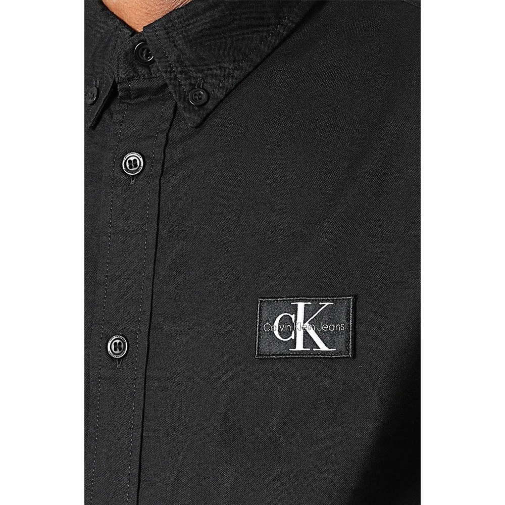 CALVIN KLEIN JEANS SHRUNKEN BADGE SHIRT ΠΟΥΚΑΜΙΣΟ ΑΝΔΡΙΚΟ BLACK