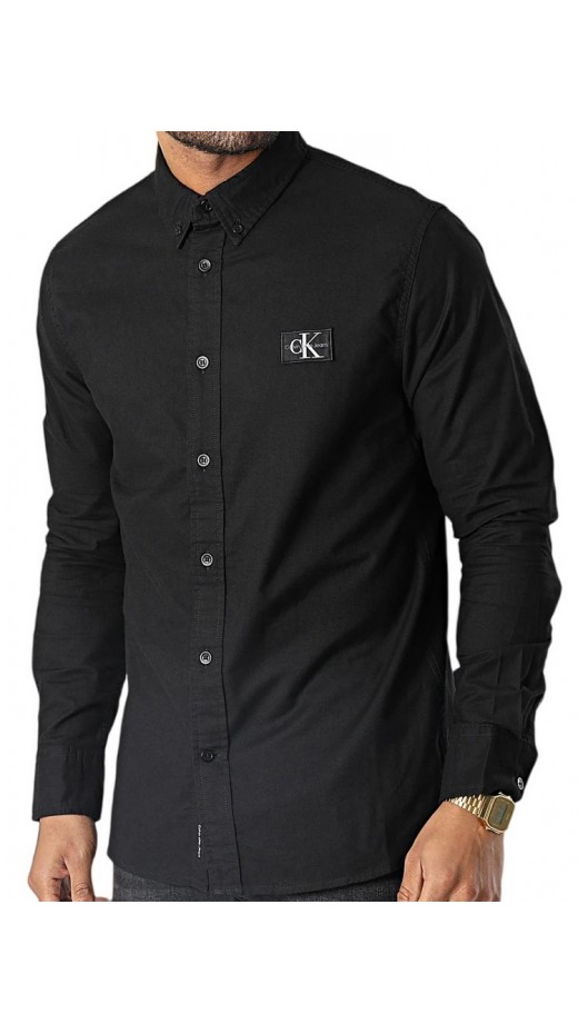 CALVIN KLEIN JEANS SHRUNKEN BADGE SHIRT ΠΟΥΚΑΜΙΣΟ ΑΝΔΡΙΚΟ BLACK