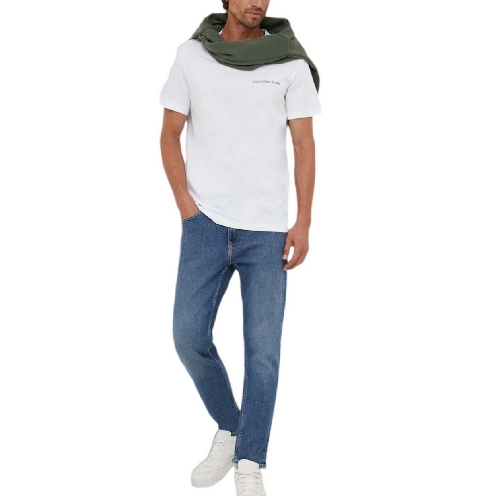 CALVIN KLEIN JEANS LOGO TAPE TEE T-SHIRT ΑΝΔΡΙΚΟ WHITE