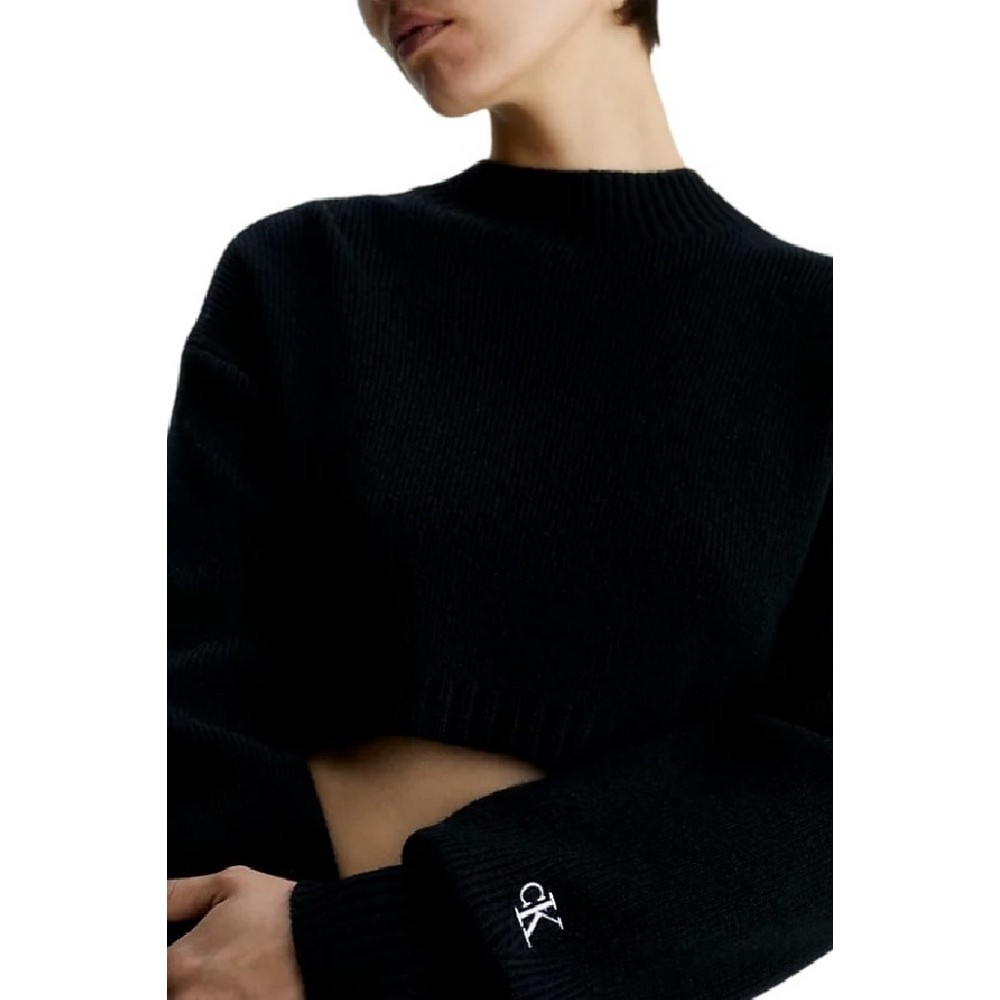 CALVIN KLEIN JEANS SHORT LAMBSWOOL SWEATER ΜΠΛΟΥΖΑ ΓΥΝΑΙΚΕΙΑ BLACK