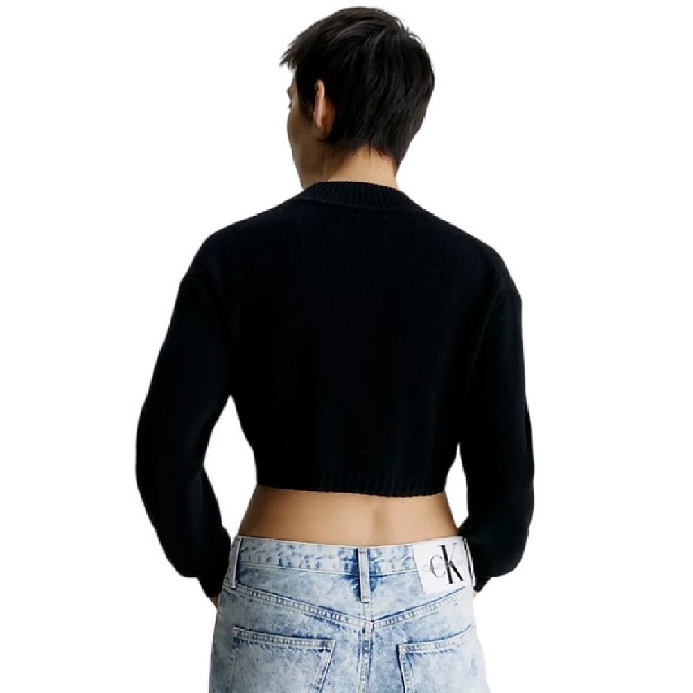 CALVIN KLEIN JEANS SHORT LAMBSWOOL SWEATER ΜΠΛΟΥΖΑ ΓΥΝΑΙΚΕΙΑ BLACK