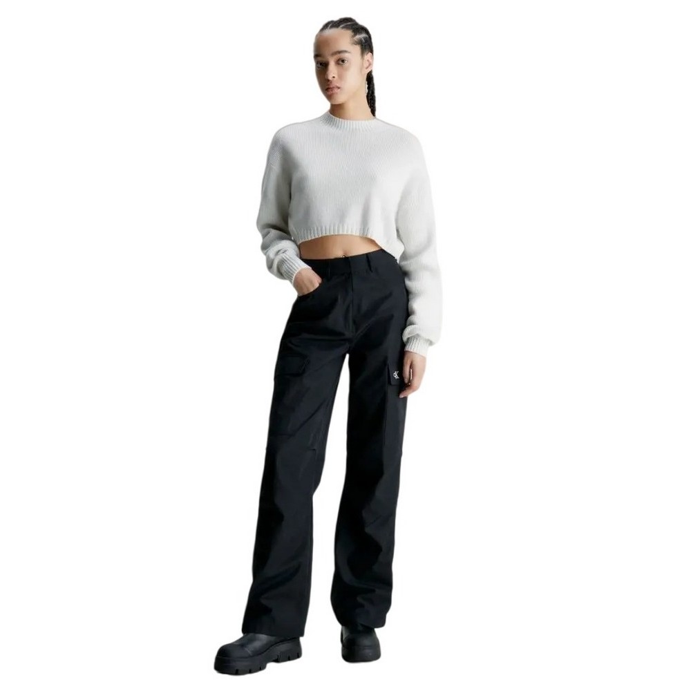 CALVIN KLEIN JEANS SHORT LAMBSWOOL SWEATER ΜΠΛΟΥΖΑ ΓΥΝΑΙΚΕΙΑ ECRU