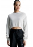CALVIN KLEIN JEANS SHORT LAMBSWOOL SWEATER ΜΠΛΟΥΖΑ ΓΥΝΑΙΚΕΙΑ ECRU
