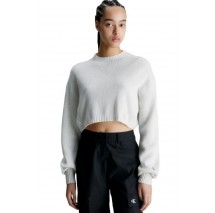 CALVIN KLEIN JEANS SHORT LAMBSWOOL SWEATER ΜΠΛΟΥΖΑ ΓΥΝΑΙΚΕΙΑ ECRU