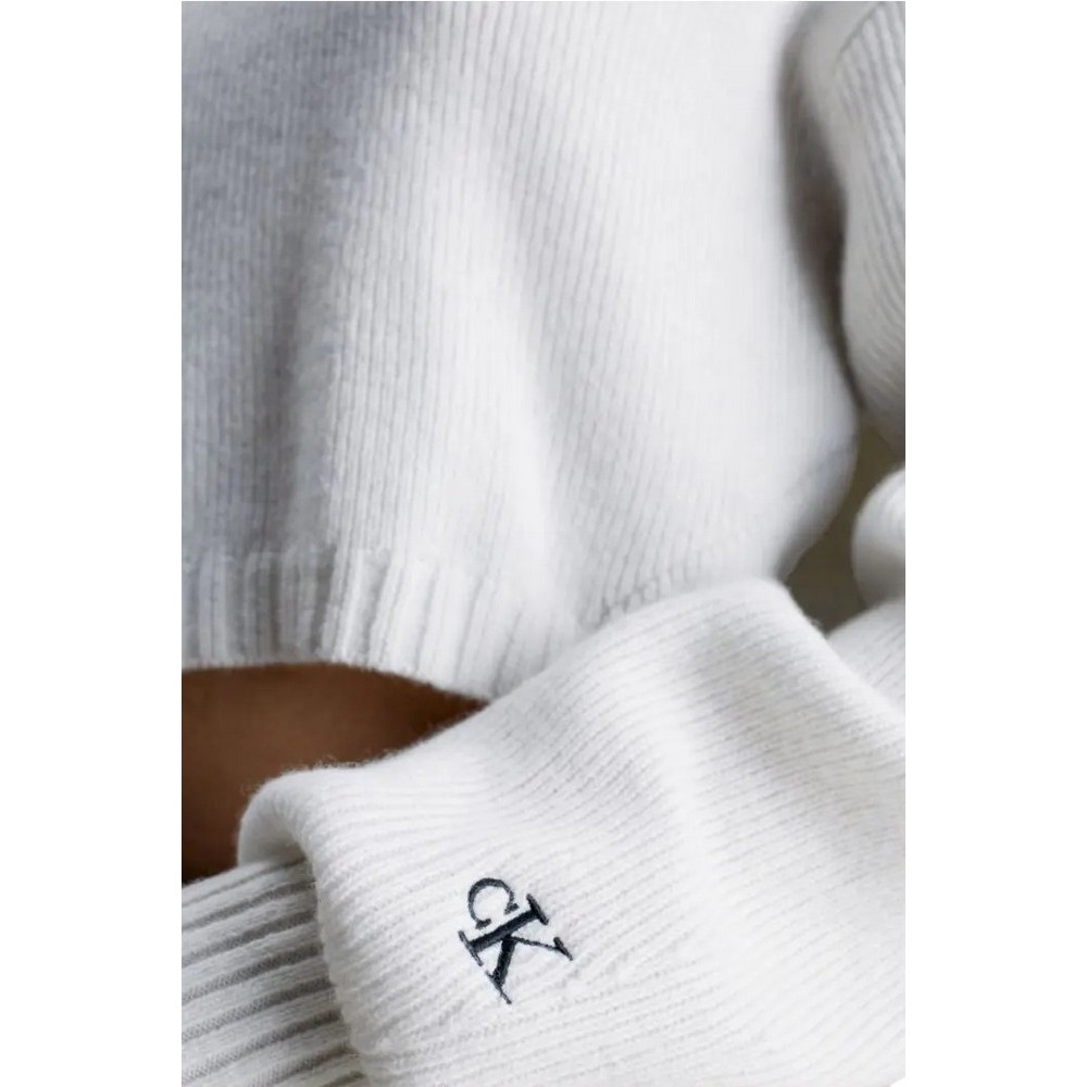 CALVIN KLEIN JEANS SHORT LAMBSWOOL SWEATER ΜΠΛΟΥΖΑ ΓΥΝΑΙΚΕΙΑ ECRU