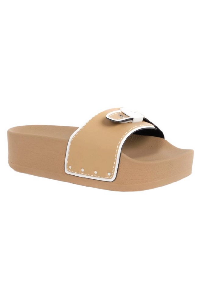 SCHOLL PESCURA MOON WEDGE PU SP WOMENS BLACK ΠΑΝΤΟΦΛΑ ΓΥΝΑΙΚΕΙΑ BEIGE