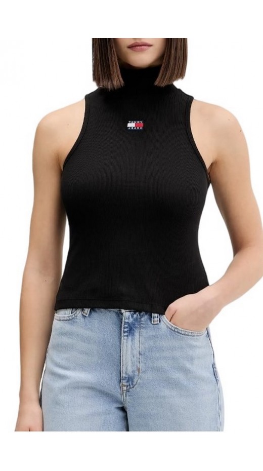 TOMMY JEANS SLIM SH BADGE RIB TANK ΤΟΠ ΓΥΝΑΙΚΕΙΟ BLACK