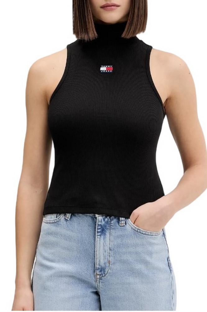 TOMMY JEANS SLIM SH BADGE RIB TANK ΤΟΠ ΓΥΝΑΙΚΕΙΟ BLACK