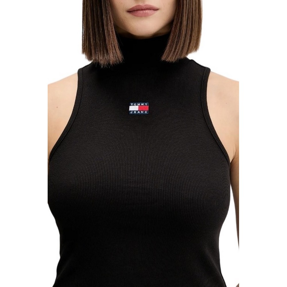 TOMMY JEANS SLIM SH BADGE RIB TANK ΤΟΠ ΓΥΝΑΙΚΕΙΟ BLACK