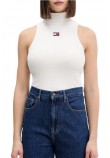 TOMMY JEANS SLIM SH BADGE RIB TANK ΤΟΠ ΓΥΝΑΙΚΕΙΟ ECRU
