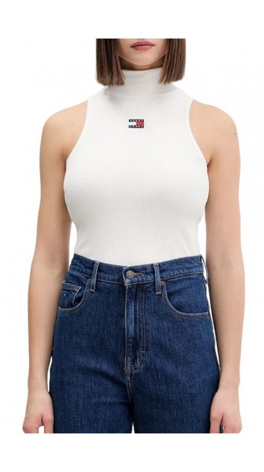 TOMMY JEANS SLIM SH BADGE RIB TANK ΤΟΠ ΓΥΝΑΙΚΕΙΟ ECRU