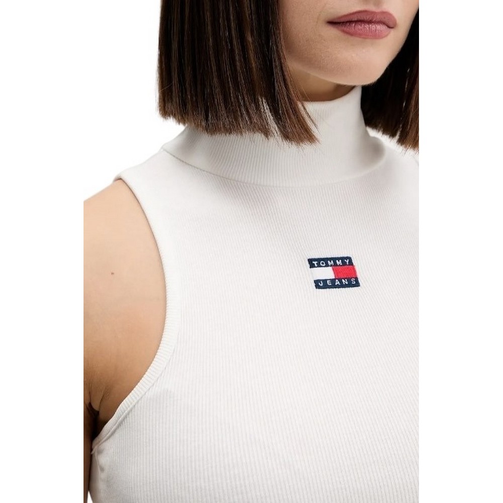 TOMMY JEANS SLIM SH BADGE RIB TANK ΤΟΠ ΓΥΝΑΙΚΕΙΟ ECRU