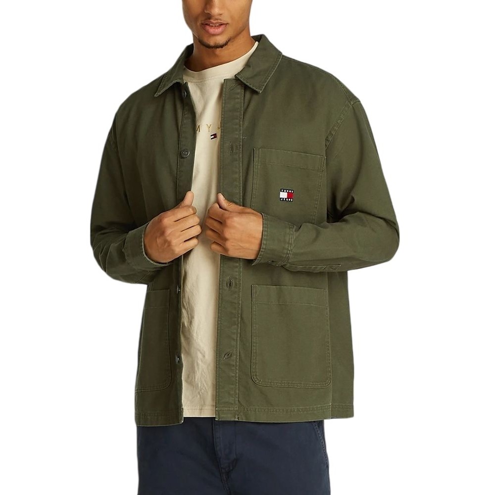 TOMMY JEANS ESSENTIAL OVERSHIRT EXT ΠΟΥΚΑΜΙΣΟ ΑΝΔΡΙΚΟ DARK GREEN