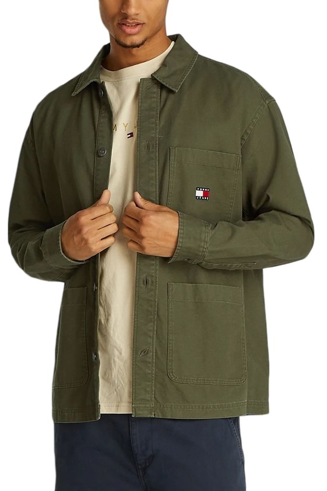 TOMMY JEANS ESSENTIAL OVERSHIRT EXT ΠΟΥΚΑΜΙΣΟ ΑΝΔΡΙΚΟ DARK GREEN