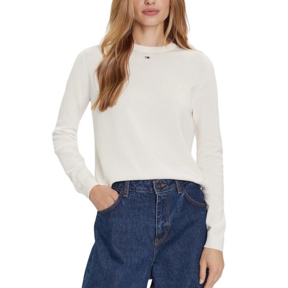 TOMMY JEANS ESSENTIAL CREW SWEATER EXT ΜΠΛΟΥΖΑ ΠΛΕΚΤΗ ΓΥΝΑΙΚΕΙΑ OFF WHITE