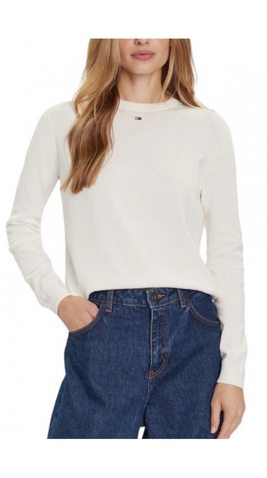TOMMY JEANS ESSENTIAL CREW SWEATER EXT ΜΠΛΟΥΖΑ ΠΛΕΚΤΗ ΓΥΝΑΙΚΕΙΑ OFF WHITE