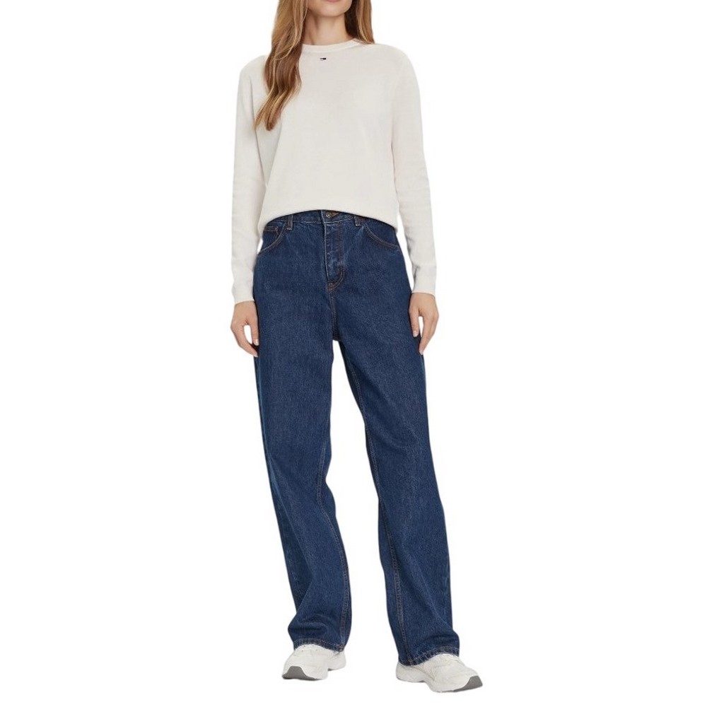 TOMMY JEANS ESSENTIAL CREW SWEATER EXT ΜΠΛΟΥΖΑ ΠΛΕΚΤΗ ΓΥΝΑΙΚΕΙΑ OFF WHITE