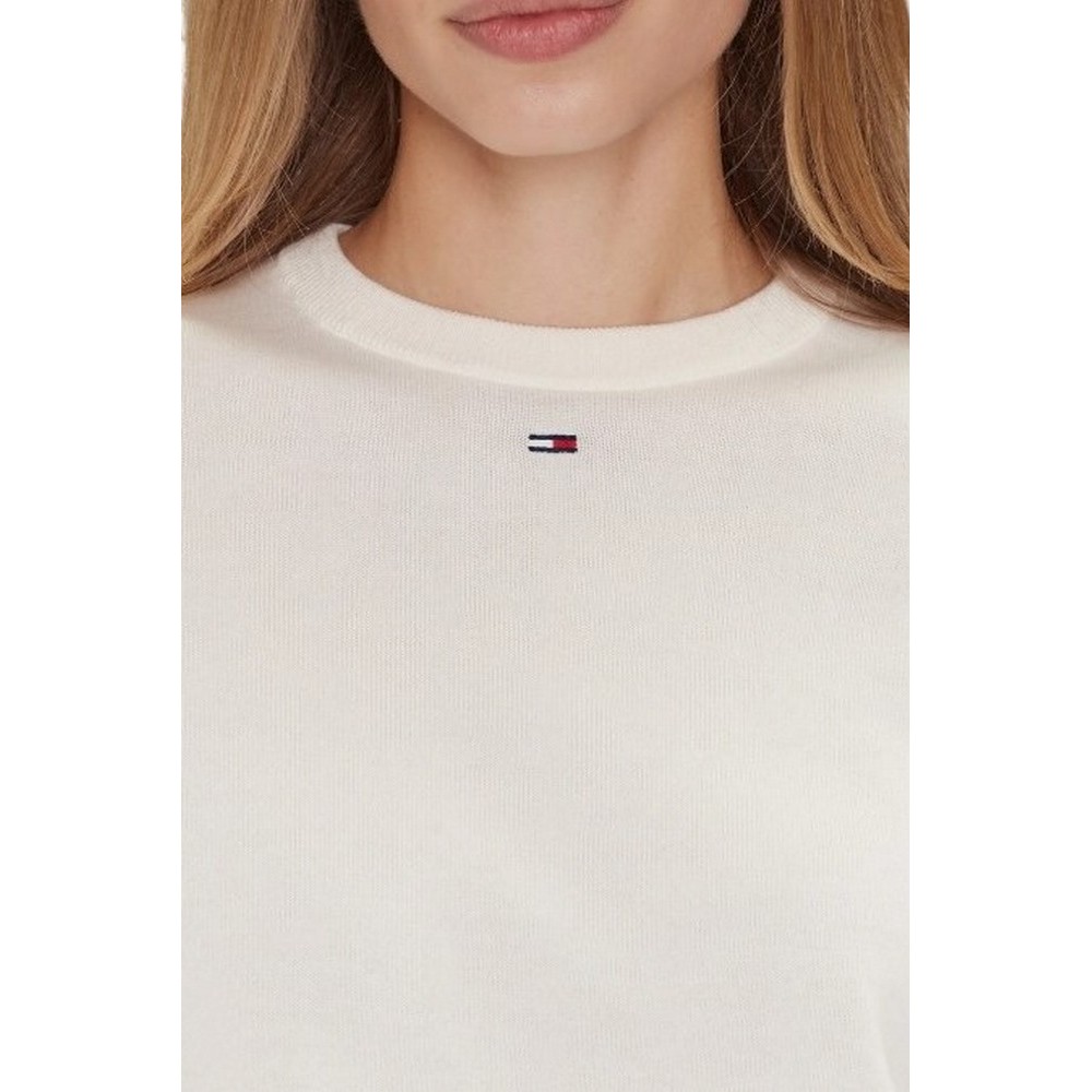 TOMMY JEANS ESSENTIAL CREW SWEATER EXT ΜΠΛΟΥΖΑ ΠΛΕΚΤΗ ΓΥΝΑΙΚΕΙΑ OFF WHITE