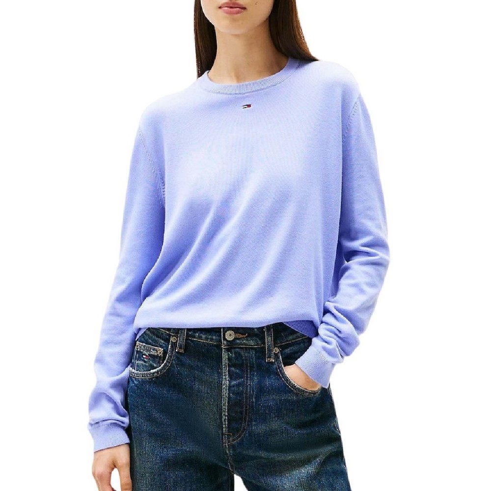 TOMMY JEANS ESSENTIAL CREW SWEATER EXT ΜΠΛΟΥΖΑ ΠΛΕΚΤΗ ΓΥΝΑΙΚΕΙΑ LILA