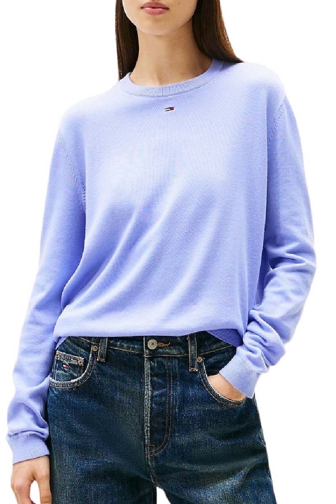 TOMMY JEANS ESSENTIAL CREW SWEATER EXT ΜΠΛΟΥΖΑ ΠΛΕΚΤΗ ΓΥΝΑΙΚΕΙΑ LILA