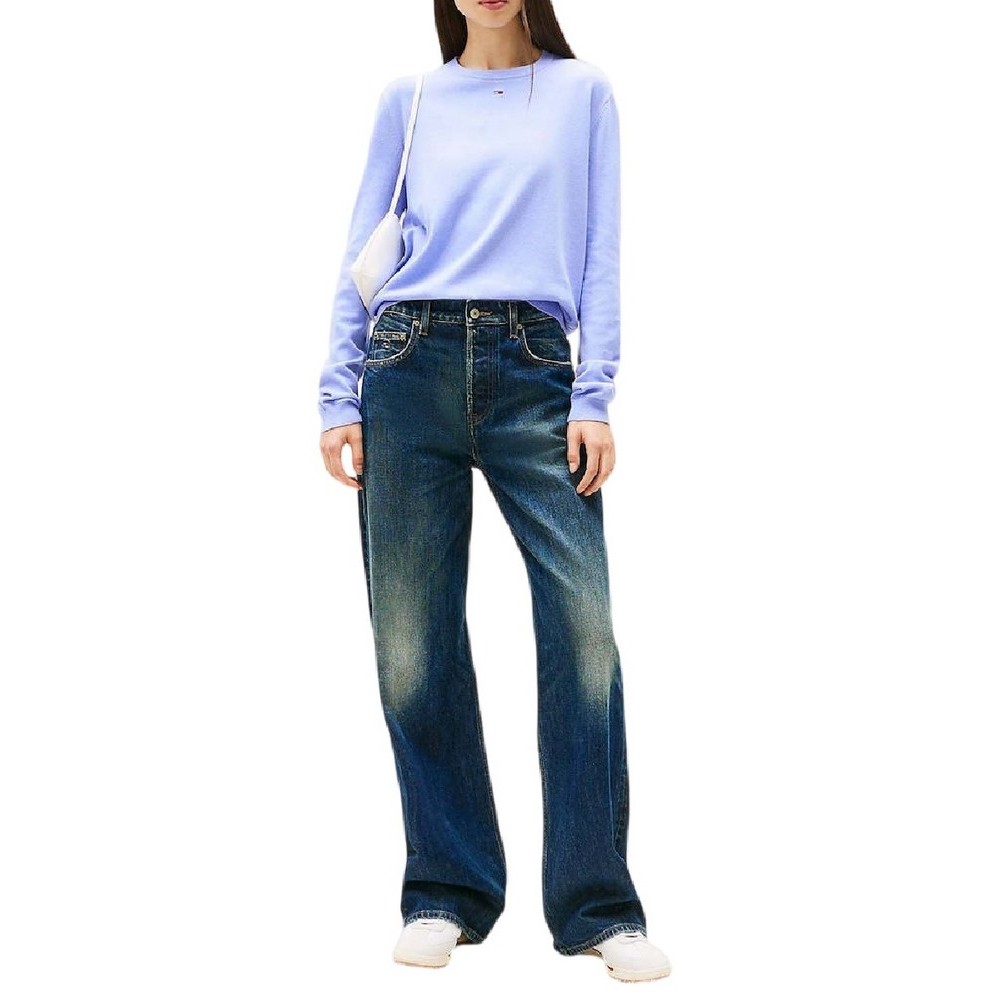 TOMMY JEANS ESSENTIAL CREW SWEATER EXT ΜΠΛΟΥΖΑ ΠΛΕΚΤΗ ΓΥΝΑΙΚΕΙΑ LILA