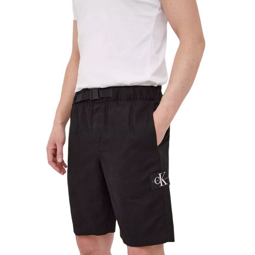 CALVIN KLEIN JEANS LINEN BELTED SHORT ΒΕΡΜΟΥΔΑ ΑΝΔΡΙΚΗ BLACK