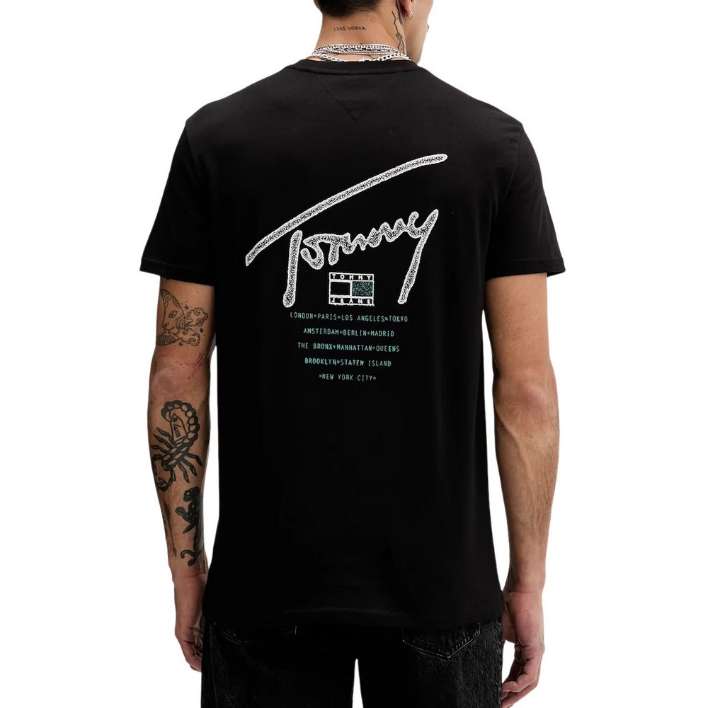 TOMMY JEANS REG SIGN BACKPRINT  T EXT  T-SHIRT ΜΠΛΟΥΖΑ ΑΝΔΡΙΚΗ BLACK
