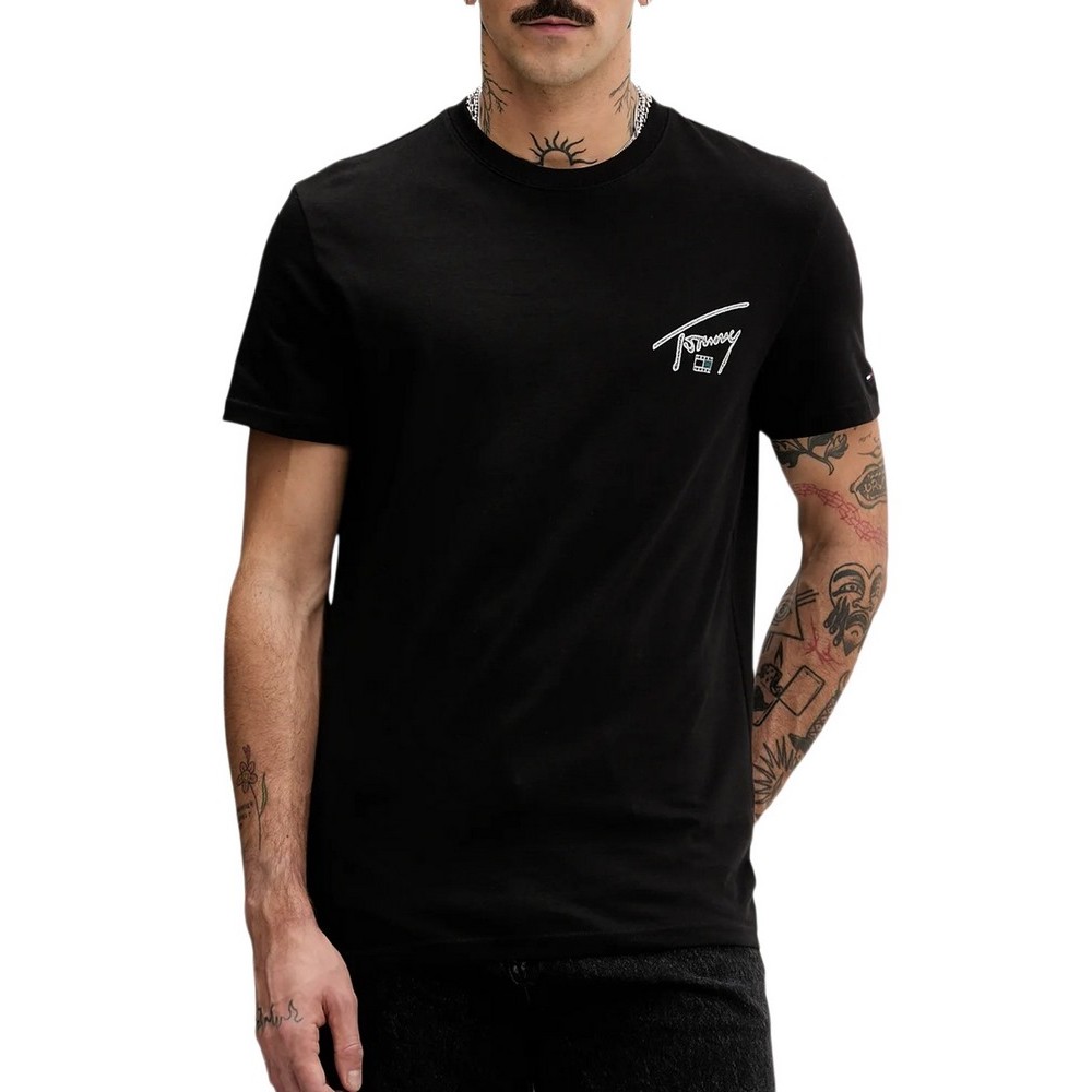 TOMMY JEANS REG SIGN BACKPRINT  T EXT  T-SHIRT ΜΠΛΟΥΖΑ ΑΝΔΡΙΚΗ BLACK
