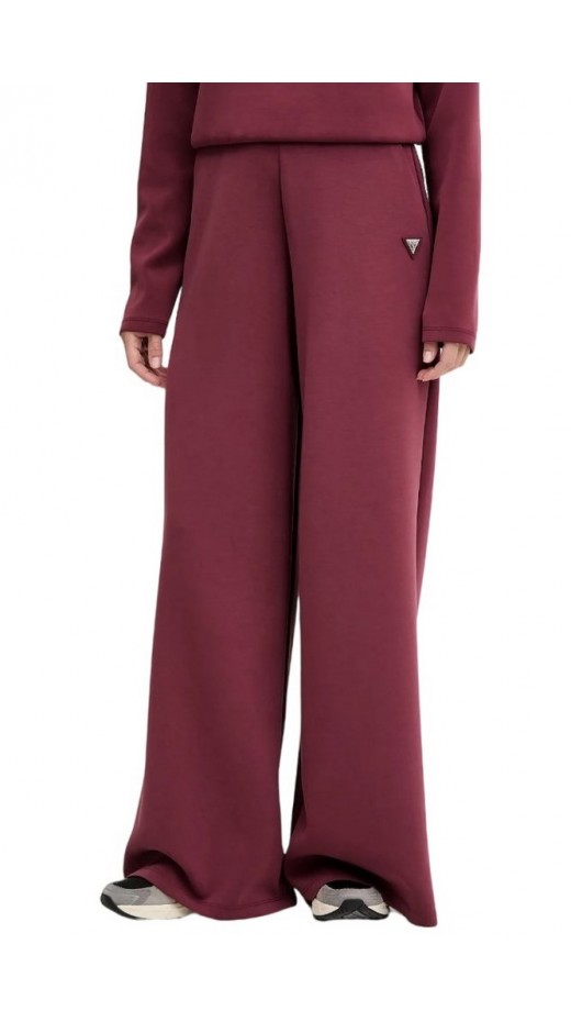 GUESS OLYMPE WIDE LEG PANTS ΠΑΝΤΕΛΟΝΙ ΦΟΡΜΑ ΓΥΝΑΙΚΕΙΟ BORDEAUX