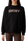 DKNY LEOPARD LOGO SWEATSHIRT ΜΠΛΟΥΖΑ ΦΟΥΤΕΡ ΓΥΝΑΙΚΕΙΑ BLACK