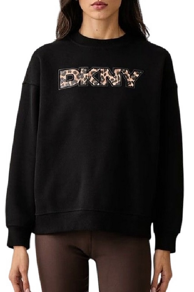 DKNY LEOPARD LOGO SWEATSHIRT ΜΠΛΟΥΖΑ ΦΟΥΤΕΡ ΓΥΝΑΙΚΕΙΑ BLACK