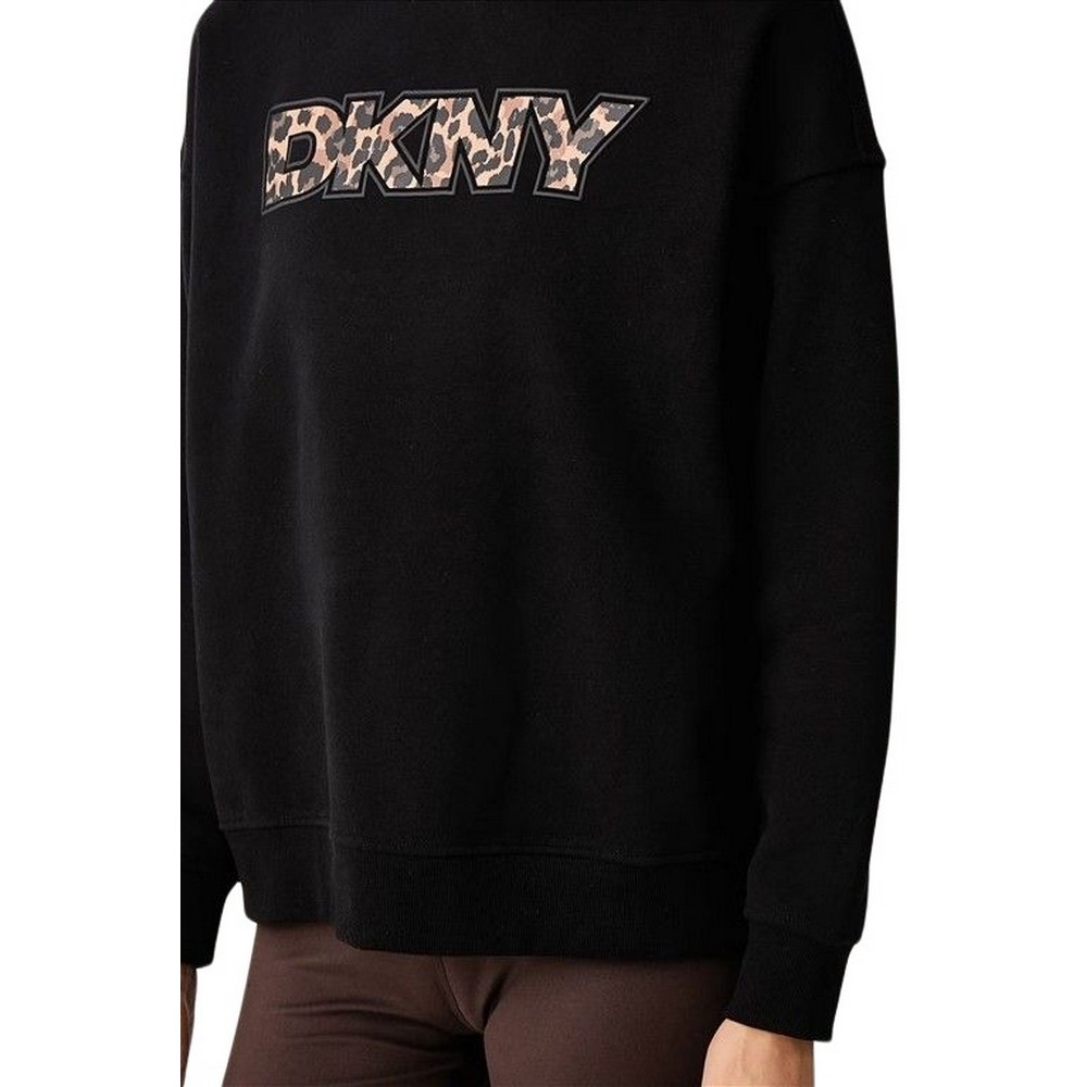 DKNY LEOPARD LOGO SWEATSHIRT ΜΠΛΟΥΖΑ ΦΟΥΤΕΡ ΓΥΝΑΙΚΕΙΑ BLACK