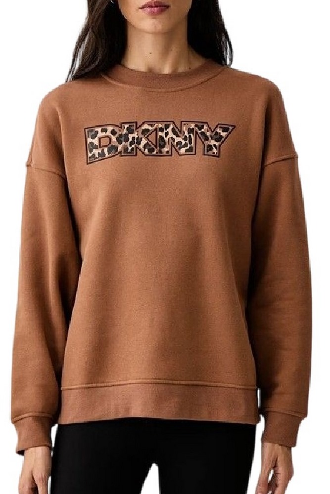 DKNY LEOPARD LOGO SWEATSHIRT ΜΠΛΟΥΖΑ ΦΟΥΤΕΡ ΓΥΝΑΙΚΕΙΑ CARAMEL