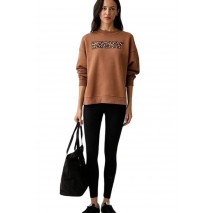DKNY LEOPARD LOGO SWEATSHIRT ΜΠΛΟΥΖΑ ΦΟΥΤΕΡ ΓΥΝΑΙΚΕΙΑ CARAMEL