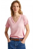 PEPE JEANS LONDON LORETTE V NECK T-SHIRT ΜΠΛΟΥΖΑ ΓΥΝΑΙΚΕΙΑ PINK