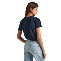 PEPE JEANS LONDON LORETTE V NECK T-SHIRT ΜΠΛΟΥΖΑ ΓΥΝΑΙΚΕΙΑ BLUE