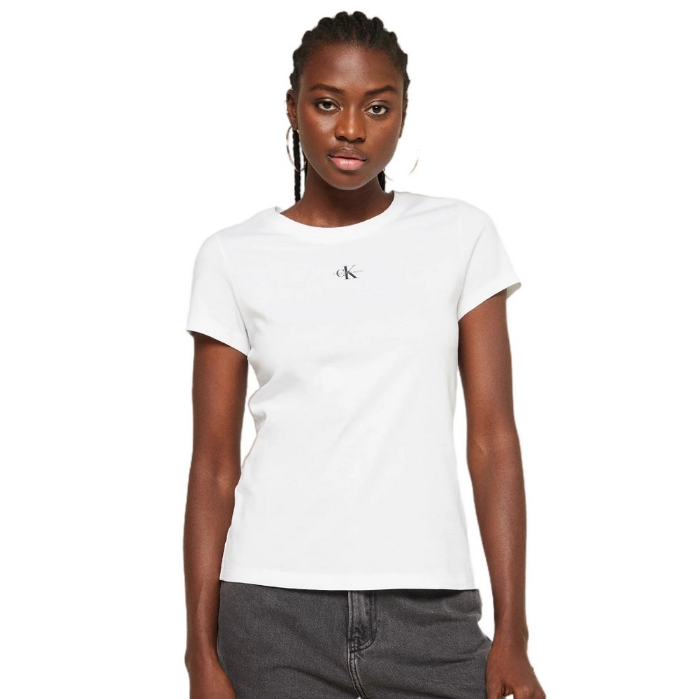 CALVIN KLEIN JEANS MICRO MONOLOGO SLIM FIT TEE T-SHIRT ΓΥΝΑΙΚΕΙΟ WHITE