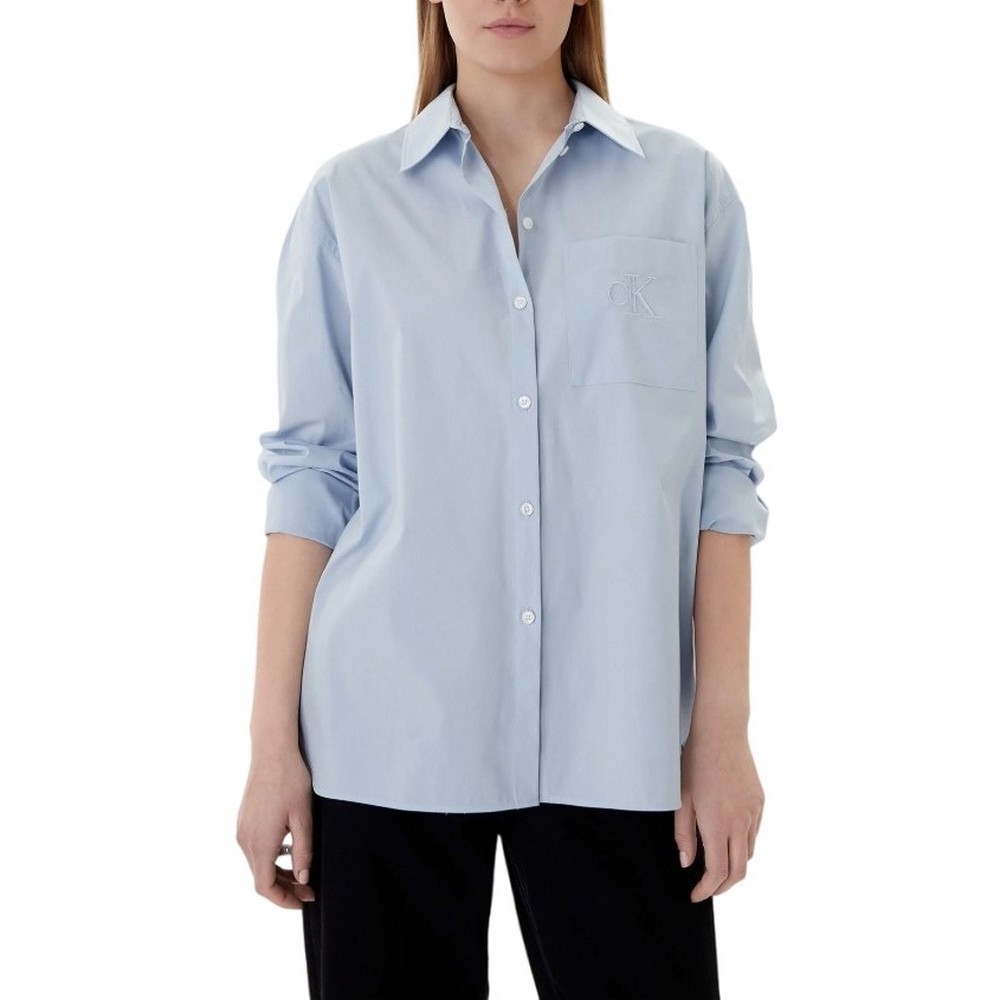 CALVIN KLEIN JEANS POPLIN RELAXED SHIRT ΠΟΥΚΑΜΙΣΟ ΓΥΝΑΙΚΕΙΟ CIEL