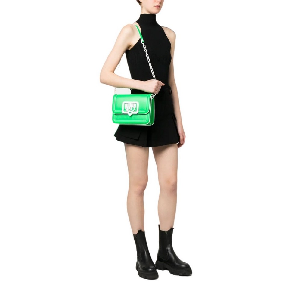 CHIARA FERRAGNI RANGE B- EYELIKE BUCKLE CALF CONTRAST BUCKLE ΤΣΑΝΤΑ ΓΥΝΑΙΚΕΙΑ GREEN