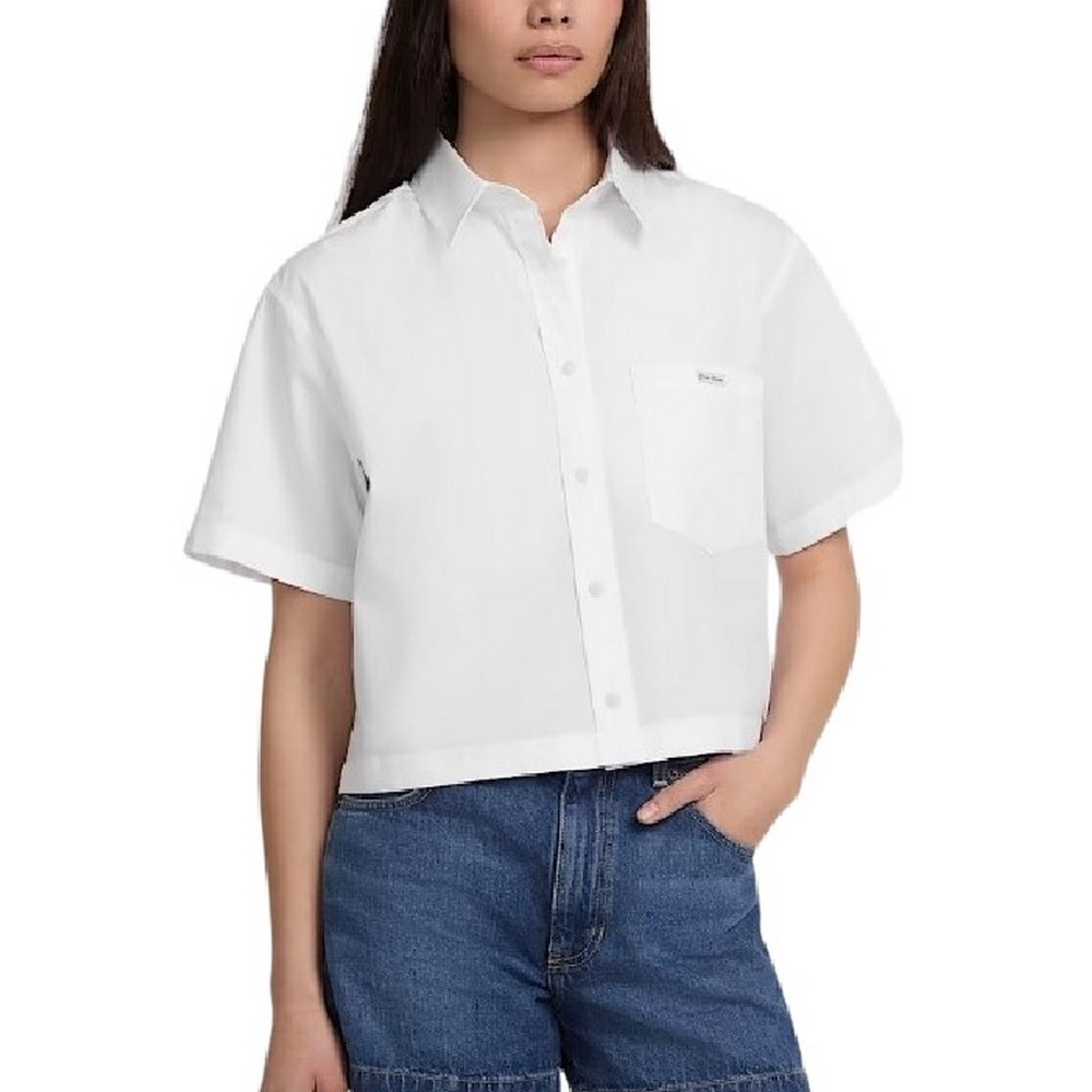 GUESS JEANS CAMP COLLAR BO ΠΟΥΚΑΜΙΣΟ ΓΥΝΑΙΚΕΙΟ WHITE